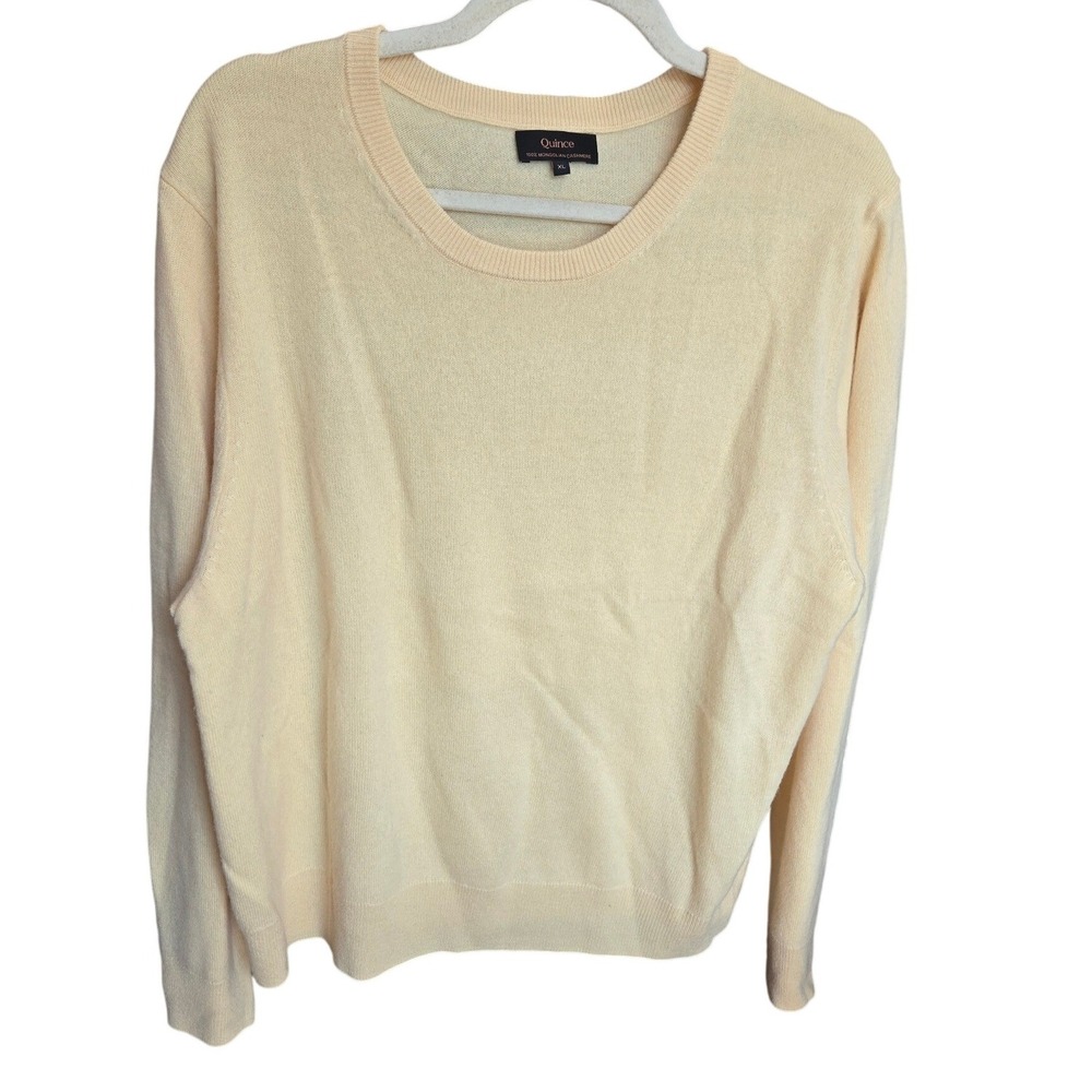 Quince Women's Cashmere Sweater Top Crewneck Pullover Long Sleeve Yellow XL